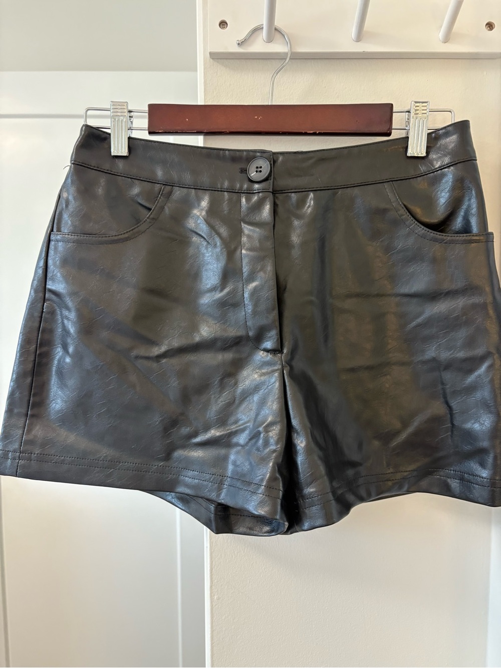 Zara Black Faux Leather High-Waist Women’s Shorts